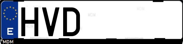 Matrícula española HVD, correspondiente al año 2013