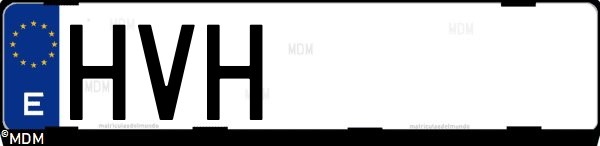 Matrícula española HVH, correspondiente al año 2014