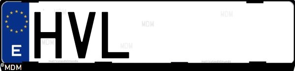 Matrícula española HVL, correspondiente al año 2014