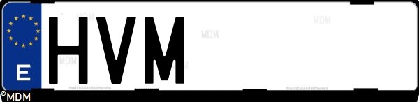Matrícula española HVM, correspondiente al año 2014