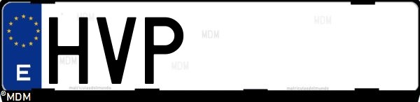Matrícula española HVP, correspondiente al año 2014