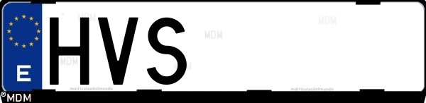 Matrícula española HVS, correspondiente al año 2014