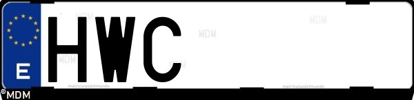 Matrícula española HWC, correspondiente al año 2014