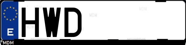 Matrícula española HWD, correspondiente al año 2014