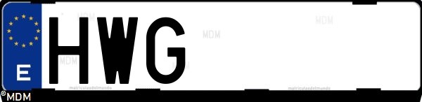 Matrícula española HWG, correspondiente al año 2014