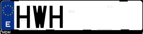 Matrícula española HWH, correspondiente al año 2014