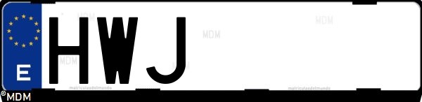 Matrícula española HWJ, correspondiente al año 2014