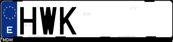 Matrícula española HWK, correspondiente al año 2014