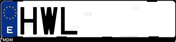 Matrícula española HWL, correspondiente al año 2014
