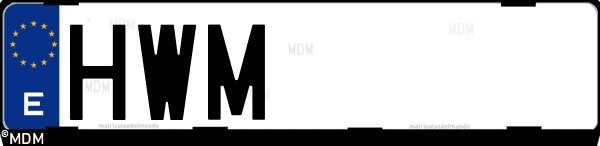 Matrícula española HWM, correspondiente al año 2014
