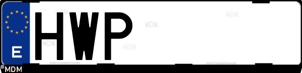 Matrícula española HWP, correspondiente al año 2014