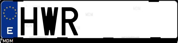 Matrícula española HWR, correspondiente al año 2014