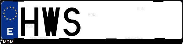 Matrícula española HWS, correspondiente al año 2014