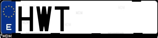 Matrícula española HWT, correspondiente al año 2014