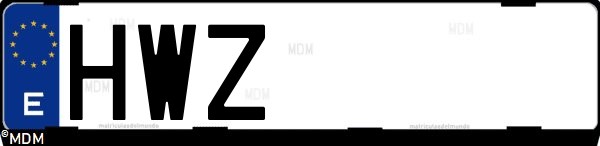 Matrícula española HWZ, correspondiente al año 2014