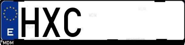 Matrícula española HXC, correspondiente al año 2014