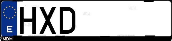Matrícula española HXD, correspondiente al año 2014