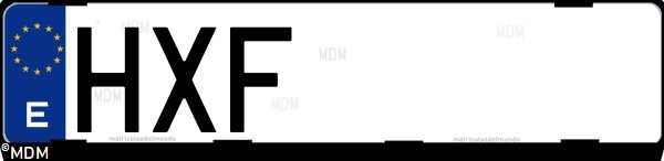 Matrícula española HXF, correspondiente al año 2014