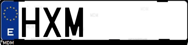 Matrícula española HXM, correspondiente al año 2014