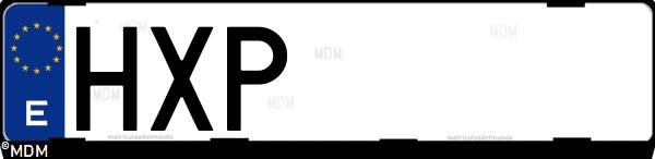 Matrícula española HXP, correspondiente al año 2014