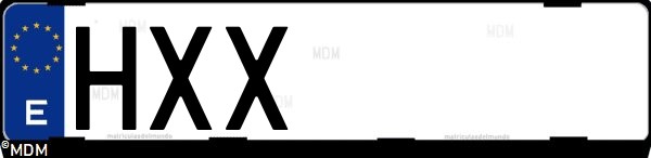 Matrícula española HXX, correspondiente al año 2014