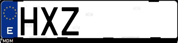 Matrícula española HXZ, correspondiente al año 2014