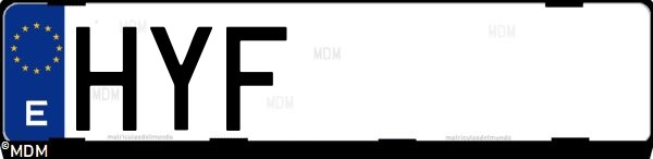 Matrícula española HYF, correspondiente al año 2014