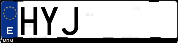 Matrícula española HYJ, correspondiente al año 2014