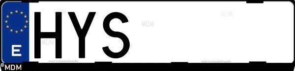 Matrícula española HYS, correspondiente al año 2014