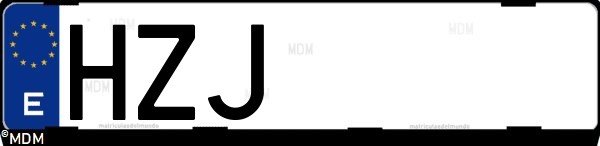 Matrícula española HZJ, correspondiente al año 2014