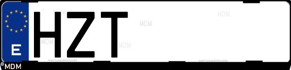 Matrícula española HZT, correspondiente al año 2014