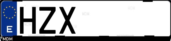 Matrícula española HZX, correspondiente al año 2014