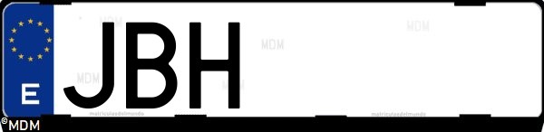 Matrícula española JBH, correspondiente al año 2014