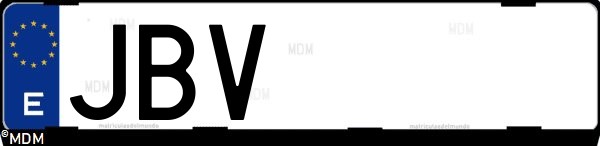 Matrícula española JBV, correspondiente al año 2014