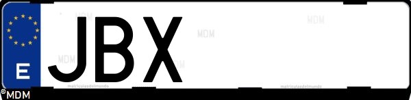 Matrícula española JBX, correspondiente al año 2014
