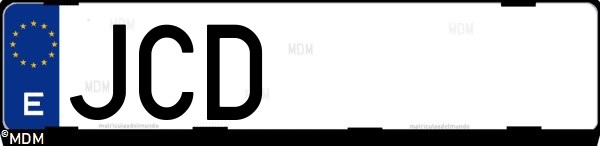 Matrícula española JCD, correspondiente al año 2015