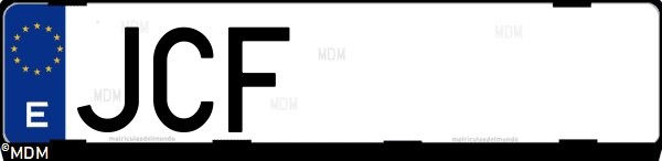 Matrícula española JCF, correspondiente al año 2015