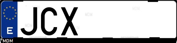 Matrícula española JCX, correspondiente al año 2015