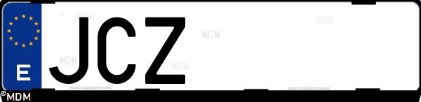 Matrícula española JCZ, correspondiente al año 2015