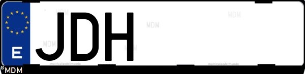 Matrícula española JDH, correspondiente al año 2015