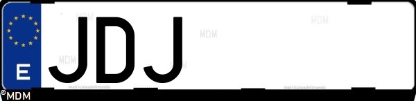 Matrícula española JDJ, correspondiente al año 2015