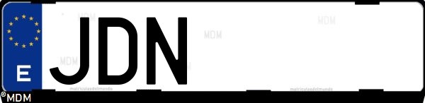 Matrícula española JDN, correspondiente al año 2015