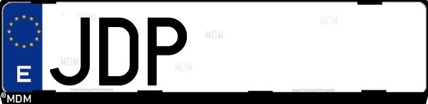 Matrícula española JDP, correspondiente al año 2015