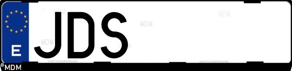 Matrícula española JDS, correspondiente al año 2015