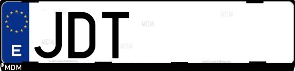 Matrícula española JDT, correspondiente al año 2015
