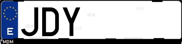 Matrícula española JDY, correspondiente al año 2015
