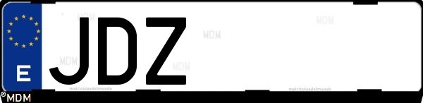 Matrícula española JDZ, correspondiente al año 2015
