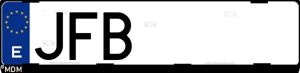 Matrícula española JFB, correspondiente al año 2015