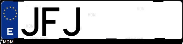 Matrícula española JFJ, correspondiente al año 2015