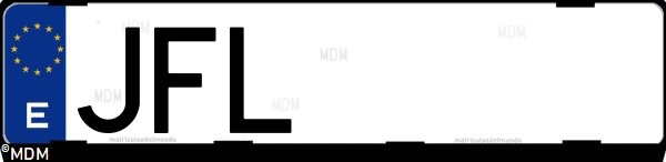 Matrícula española JFL, correspondiente al año 2015